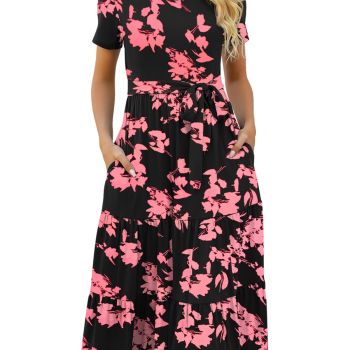 Womens Coral Floral Dress
