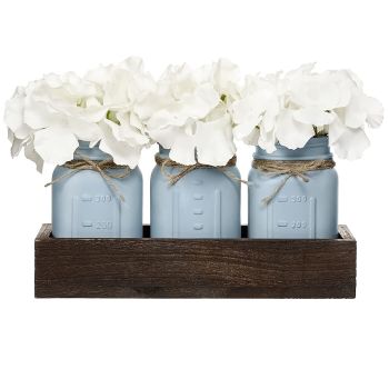 Mason Jar Centerpiece Decorative Wood Tray