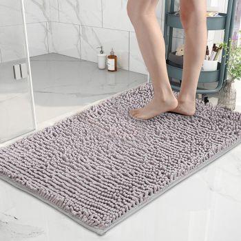 Bathroom Chenille Striped Quick Dry Rug Mat