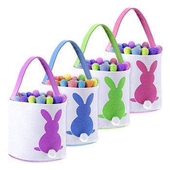 4 Pieces Easter Bunny Basket Bags Canvas Gift Basket