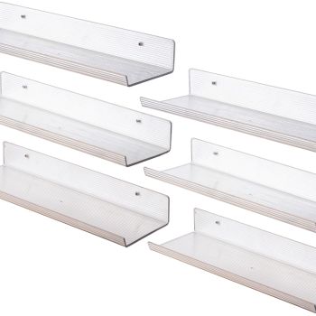 16.5" Clear Acrylic Shelves Wave Texture,Floating Shelves for Wall Storage,Book Display Shelf,Wall Shelves for Bedroom,Bathroom,Living Room