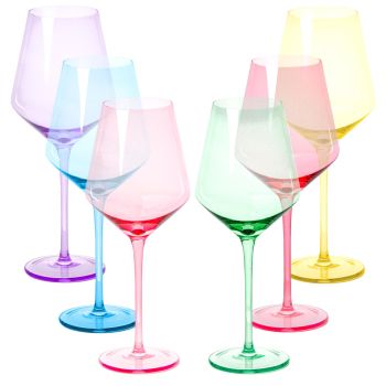 Colored Wine Glasses Set of 6 Crystal