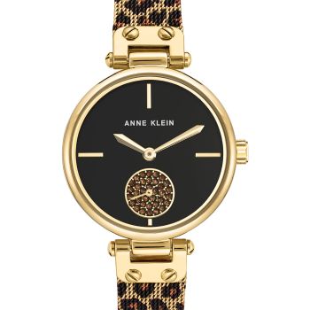 Women's Premium Crystal Accented Mesh Bracelet Watch,Gold/Brown