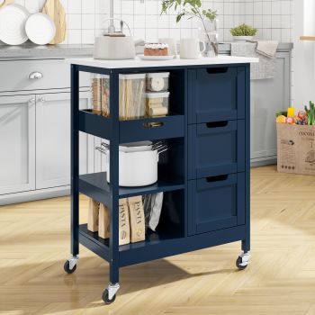 Small Solid Wood Top Kitchen Island Cart on Wheels