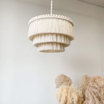 Boho Pendant Light Fringe Chandelier Nursery Light Fixture Creamy Tassel Light