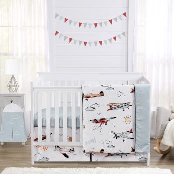 Vintage Airplane Baby Boy Nursery Crib Bedding Set