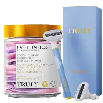 - Happy Hairless Shave Butter and Blue Razor Bundle