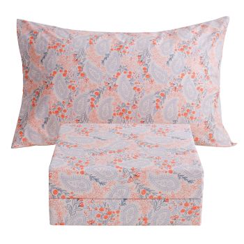 3 Piece Pink Paisley Floral Sheet Set Twin Size