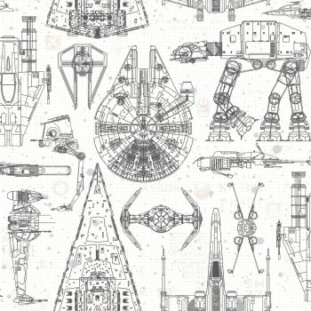 Star Wars Blueprint Blue Peel & Stick Wallpaper by