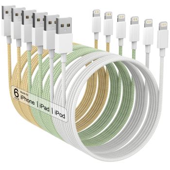 6Pack (3/3/6/6/6/10 FT) Apple MFi Certified iPhone Charger Fast Charging Long Lightning Cable iPhone Charger Cord Compatible iPhone 14/13/12/11 Pro Max/XS MAX/XR/XS/X/8/7 Plus iPad AirPods