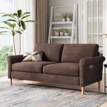 65'' Sofa,2-Seater Sofa Couch,Foam Pocket Spring Hybrid Modern Loveseat Sofa,Upholstered LoveSeat Couch for Livingroom,Bedroom