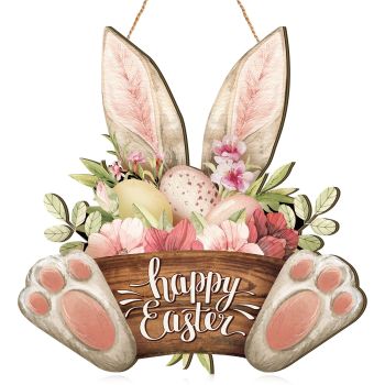 Easter Bunny Welcome Door Sign Easter Bunny Door Wreath Easter Wooden Door Decorations Easter Hanging Plaque Bunny Rabbit Sign