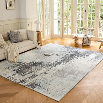 Rug 4x6 Area Rug for Bedroom Washable Rug for Living Room Kitchen Dining Room Rugs Non-Slip Home Decor Carpet Faux Wool Rug Morden Art Ultra Soft Blue Area Rug-Peaceful