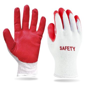 SAFETY Non-Slip 300 Pairs Red Latex Cotton Multi-Purpose Work Gloves