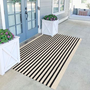 Beige Striped Rug