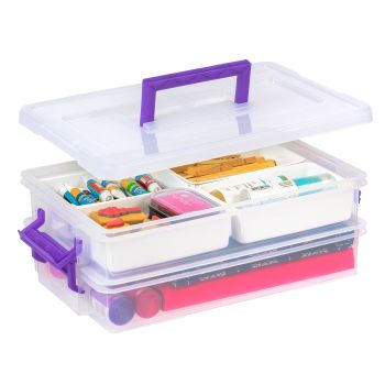 USA 9.4 Qt 2 Layer Stack and Carry Storage Containers