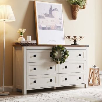 Farmhouse 6 Drawers Dresser Chests for Bedroom