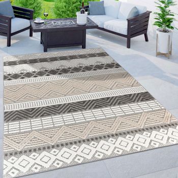 Marbella Contemporary Boho Non-Shedding Patio Deck Backyard Indoor/Outdoor Area Rug 5' x 7' Gray