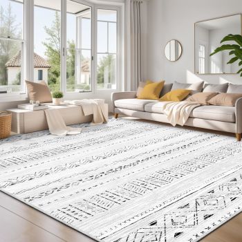 Large Living Room Area Rug 8x10: Soft Machine Washable Boho Moroccan Farmhouse Rugs for Bedroom Under Dining Table