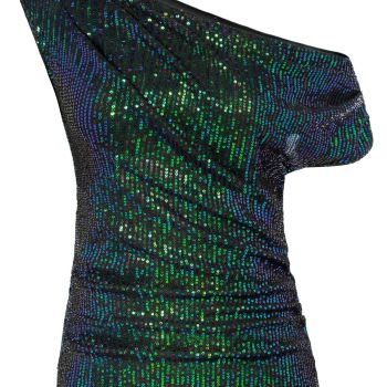 Womens Off Shoulder Sequin Top Dressy Casual Sliming Ruched Asymmetrical Neck Sparkle Top Shirt Girls Cold Shoulder Tops Vegas Outfits Blue Green S