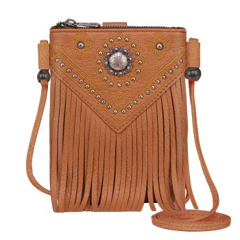 Crossbody Purse for Women Trendy Fringe Purses Western Cell Phone Crossbody Small Phone Purse Leather Womens Purses and Handbags Girls Sacs dame Bolsos de señora PH02-209BR
