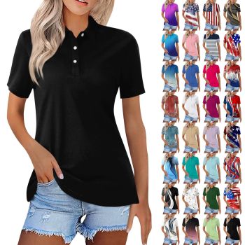 Lightning Deals of Today Prime,Polo Shirts for Women Womens Tops Shirts for Women Trendy Summer Business Casual Tops for Women Ladies Tops and Blouses 4th of July Shirts for Women（Aa-Black，XXL）