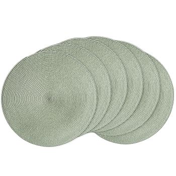 Round Braided Placemats 15 Inch Round Table Mats for Dining Tables Woven Heat Resistant Place mats Set of 6 (Fog Green)