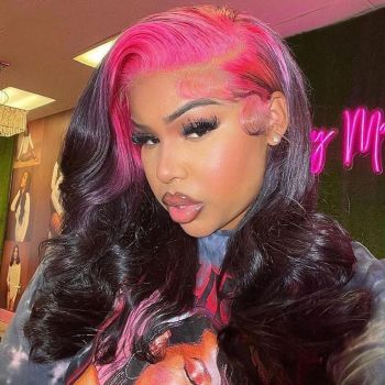 13x6 HD Lace Front Wigs Human Hair Ombre Pink Glueless Wigs Human Hair Pre Plucked 180% Density Pink Red Human Hair Wigs for Black Women (28 inch,Pink Roots)