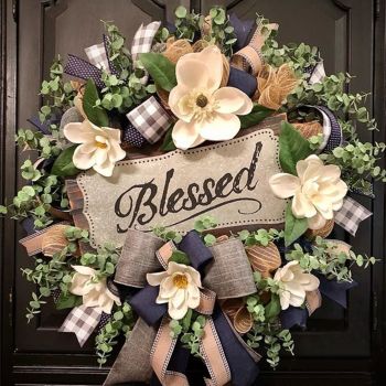 Spring Summer Wreath for Front Door,Magnolia Wreath,Farmhouse Porch Decoration,Front Door Wreath,Housewarming Gift