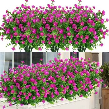 6 Bundles Outdoor Artificial Flowers UV Resistant Fake Boxwood Plants