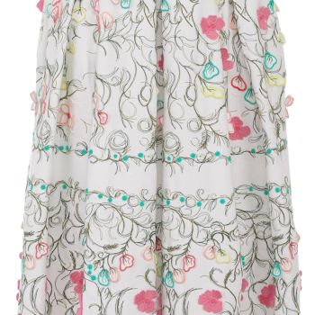 , Cotton Embroidered Midi Skirt, 6, Multi Color