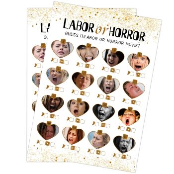 Labor or Horror Baby Shower Game-31 Cards(Including Answers),Gender Reveal Party,for Mom