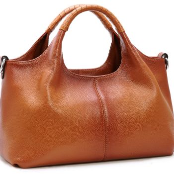 Ladies Handbags for Women Genuine Leather Satchel Bags Shoulder Womens Purses and Handbags Designer Hobo Bag Tote Top-Handle Cross Body Bag (Sorrel)