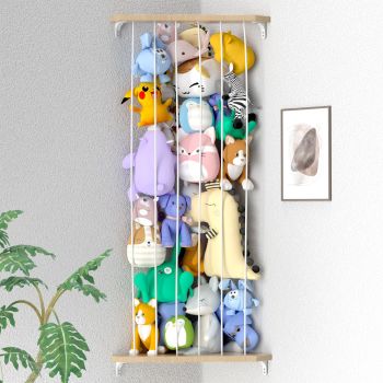 Stuffed Animal Storage Wood Soft Toy Shelf Organizer for Plushie Toys