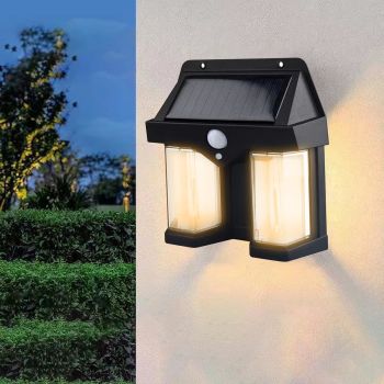 Solar Warm Light Outdoor Induction Wall Light,Motion Sensor LED Solar Fence Lights,Outdoor IP65 Water Proofing Solar Wall Lamps for Backyard Garden Garage Fence Patio