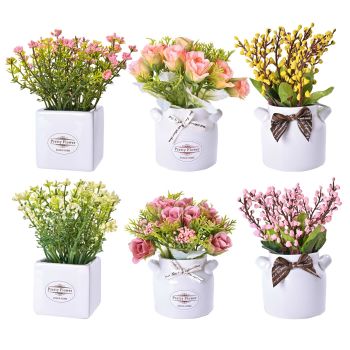 6Pcs Artificial Pot Flowers