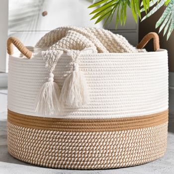 Large Blanket Basket (20"x13"),Woven Baskets for storage Baby Laundry Hamper