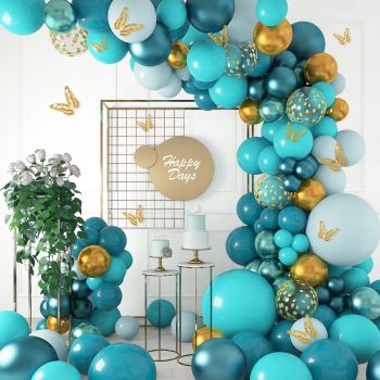 168PCS Teal Balloons Garland Arch Kit
