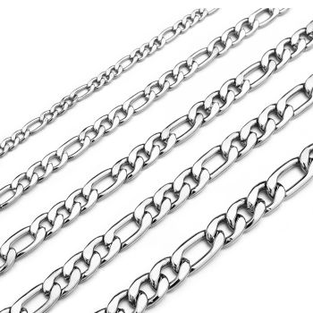 2MM Figaro Chain Necklace Stainless Steel Silver Chain for Men Women Jewelry 16Inches