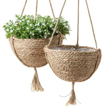 Natural Seagrass Hanging Planter Basket Set