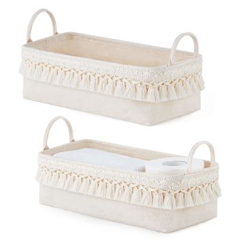 2 Pack Storage Baskets for Bathroom Closet Shelf Boho Decor Small Storage Bins