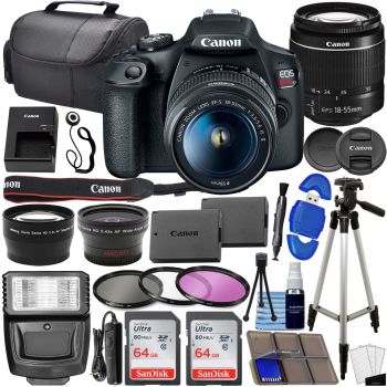 EOS Rebel T7 DSLR Camera Bundle w/ Canon EF-S 18-55mm f/3.5-5.6 is II Lens + 2pc SanDisk 64GB Memory Cards