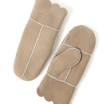 Women’s Winter Sheepskin Leather Shearling Mittens Soft Thick Furry Lambskin Fur Lined Warm Flip Cuffs for Cold Weather Dress Driving Work