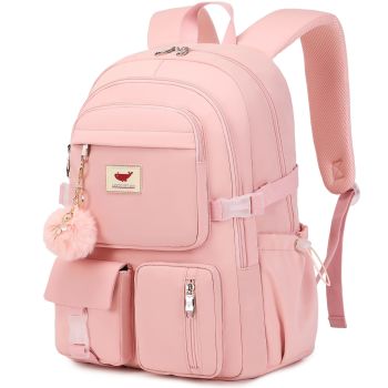 Laptop Backpack 15.6 Inch Kids Elementary Middle High School Bag College Backpacks Anti Theft Travel Back Pack Large Bookbags for Teens Girls Women Students (Pink)