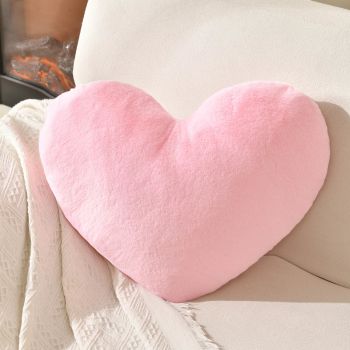 Heart Pillow Pink Heart Shaped Pillow Soft Rabbit Fur Small Decorative Pillow for Bed Heart Cushion for Couch Living Room Room Decor Valentine's Day Gift for Woman