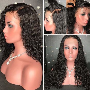 Glueless Human Hair Lace Front Wigs for Black Women Curly Brazilian Virgin Hair Transparent Lace Front Wig Human Hair Pre Plucked 150% Density Human Hair Wigs (14 inch