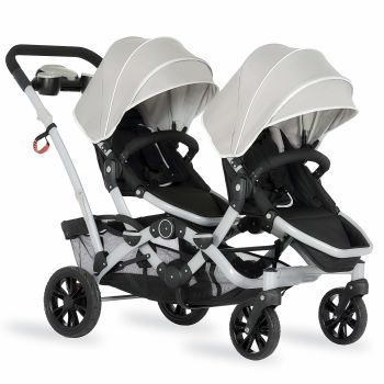 Track Tandem Double Umbrella Stroller in Light Grey