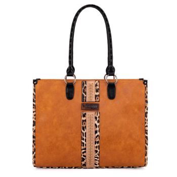 Tote Bag for Women Western Woven Shoulder Purse Leopard Print Handbags