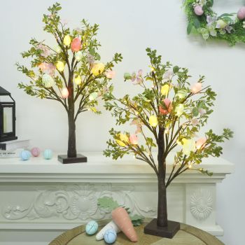 Easter Decoration Set of 2 Lighted 24 Inch Artificial Tree