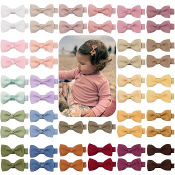 Baby Hair Clips CELLOT 50PCS Baby Girls Fully Lined Baby Bows Hair Pins Tiny 2" Hair Bows Alligator Clips for Baby Girls Infants Toddlers in Pairs